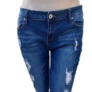 Guess Blue Distressed Ankle Jeans